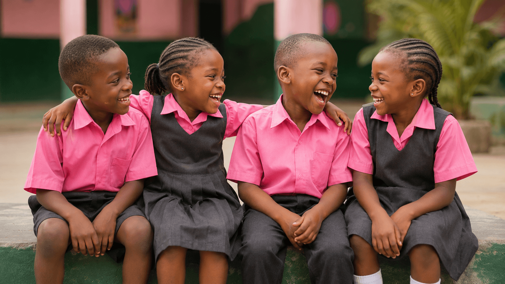 Four young Calvary friends laughing together